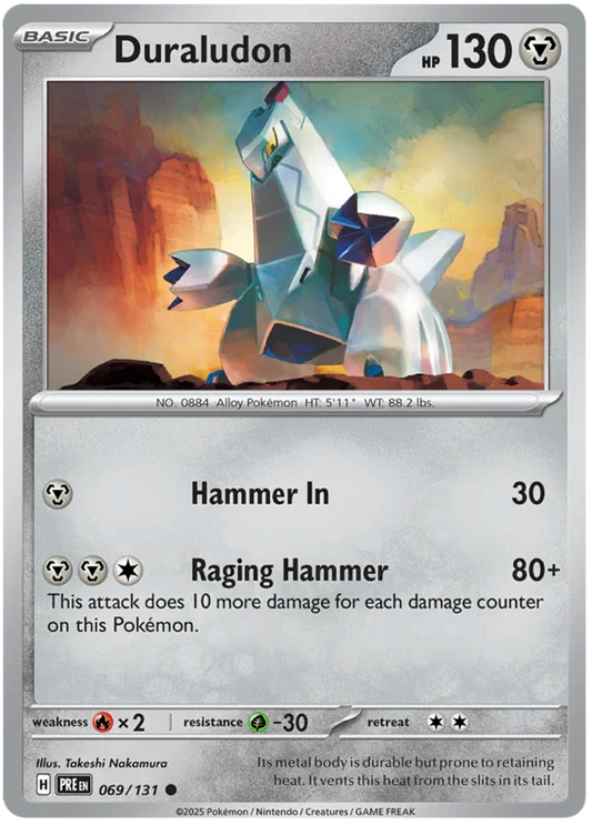 Duraludon common kaart #069 uit de Pokémon Prismatic Evolutions set