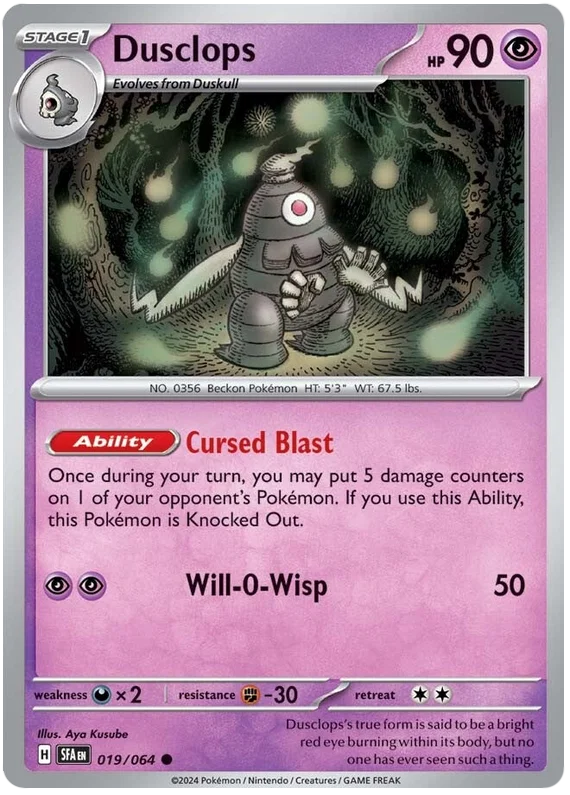 Pokémon Dusclops common kaart nummer 019 uit de Shrouded Fable set