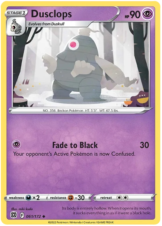 Dusclops common kaart uit de Pokémon Brilliant Stars set, nummer 061/172