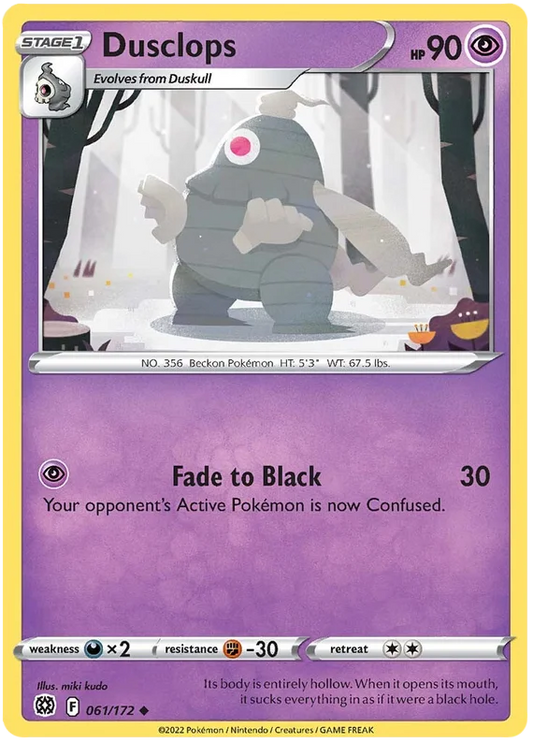Dusclops common kaart uit de Pokémon Brilliant Stars set, nummer 061/172