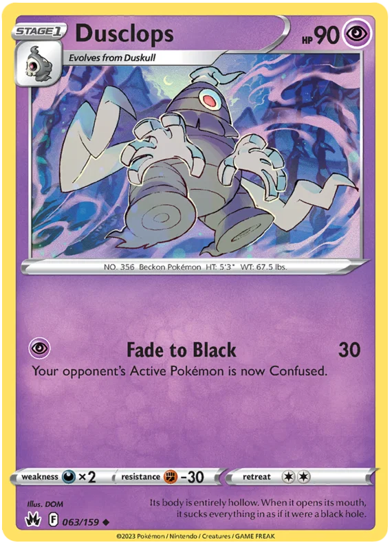 Pokemon Dusclops #063 common kaart uit de Crown Zenith set