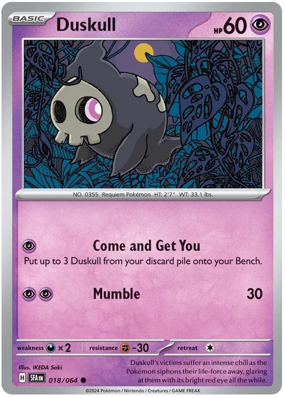 Pokémon Duskull #018 common kaart uit de Shrouded Fable set