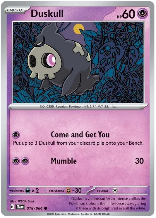 Pokémon Duskull #018 common kaart uit de Shrouded Fable set