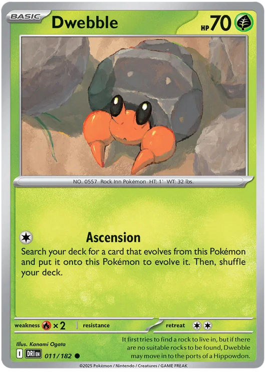 Dwebble common Pokémon kaart nummer 011 uit de Destined Rivals set