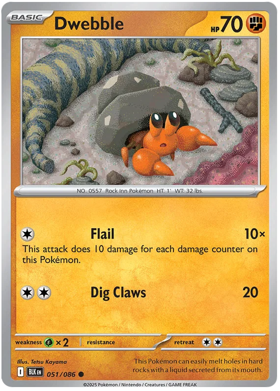 Pokémon Dwebble #051 common kaart uit de Black Bolt set