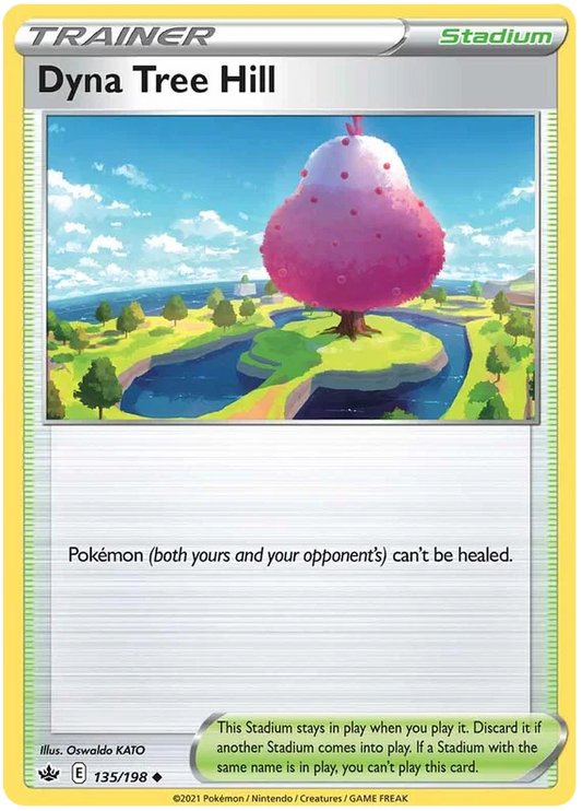 Dyna Tree Hill Trainer Stadium kaart uit de Pokémon Chilling Reign set, nummer 135/198