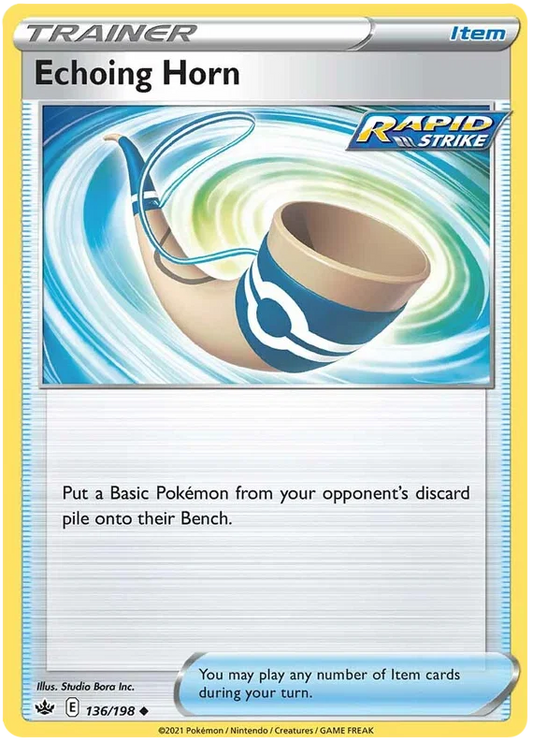 Echoing Horn trainer item kaart uit Pokemon Chilling Reign set, nummer 136/198