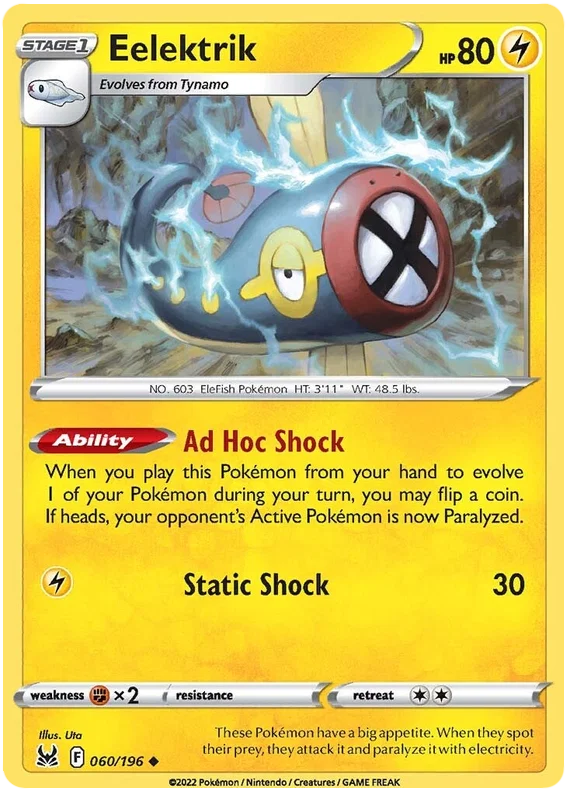 Eelektrik common kaart #060/196 uit de Pokémon Lost Origin set