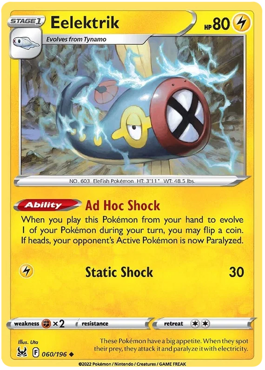 Eelektrik common kaart #060/196 uit de Pokémon Lost Origin set