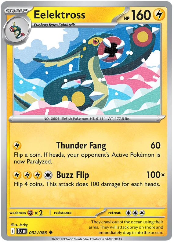 Pokémon Eelektross #032 common kaart uit de Black Bolt set