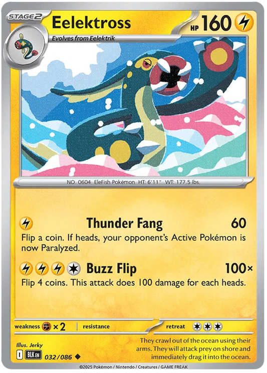 Pokémon Eelektross #032 common kaart uit de Black Bolt set