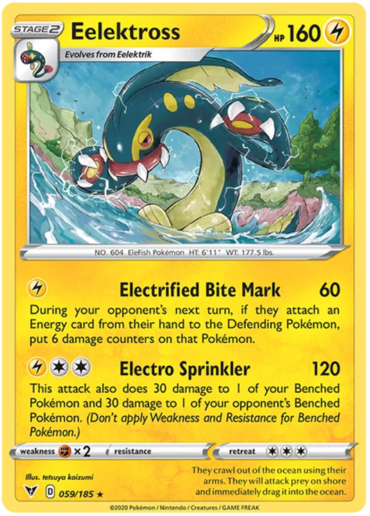 Eelektross common Pokémon kaart nummer 059/185 uit de Vivid Voltage set