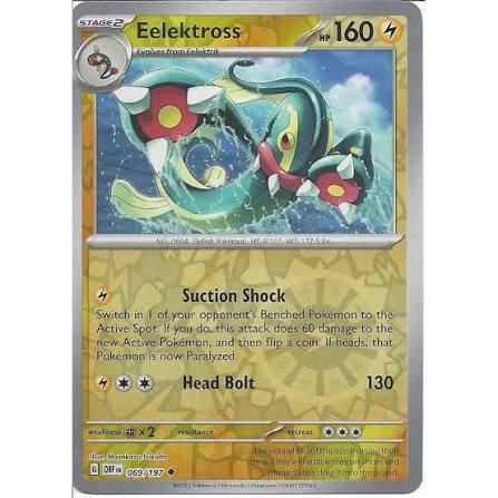 Eelektross Reverse Holo kaart #069 uit de Pokémon Obsidian Flames set