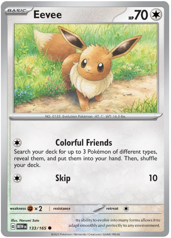 Pokémon Eevee #133 common kaart uit de 151 set