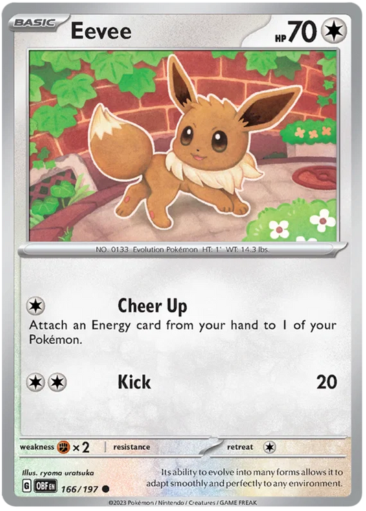 Eevee #166 common Pokémon kaart uit de Obsidian Flames set