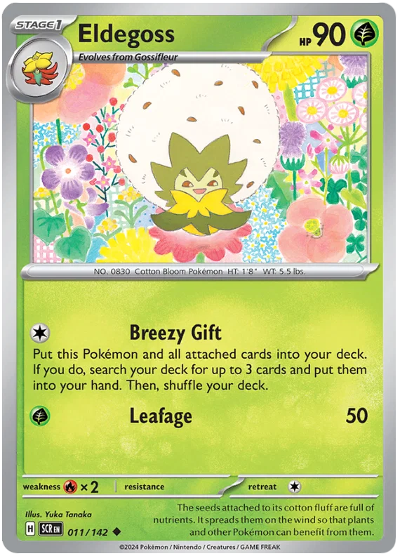 Eldegoss common kaart nummer 011 uit de Pokémon Stellar Crown set