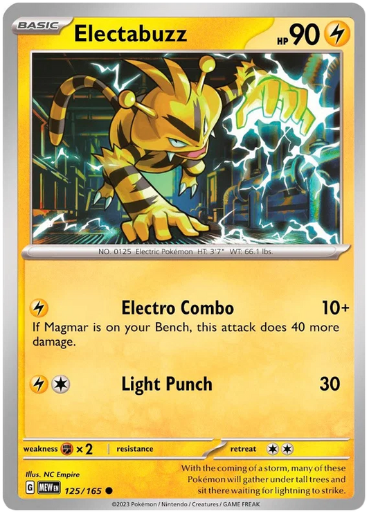 Pokémon Electabuzz common kaart nummer 125 uit de 151 set