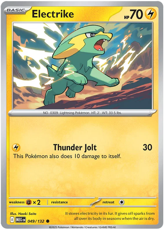 Pokémon Electrike common kaart nummer 049 uit de Mega Evolution set