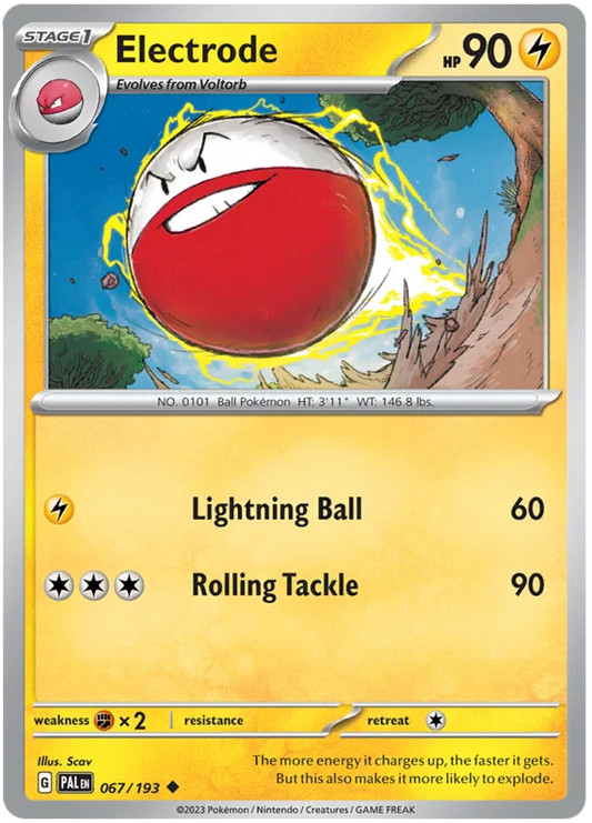 Pokémon Electrode #067 common kaart uit de Paldea Evolved set