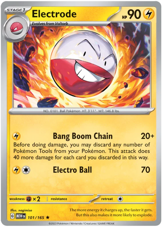 Pokémon Electrode holo kaart nummer 101 uit de 151 set
