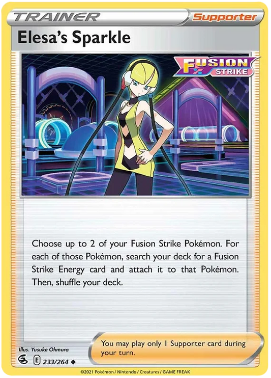 Elesa's Sparkle Trainer Supporter kaart uit de Pokemon Fusion Strike set, nummer 233/264