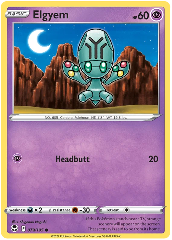Elgyem common Pokémon kaart #079 uit de Silver Tempest set