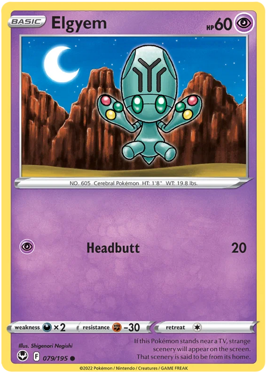 Elgyem common Pokémon kaart #079 uit de Silver Tempest set