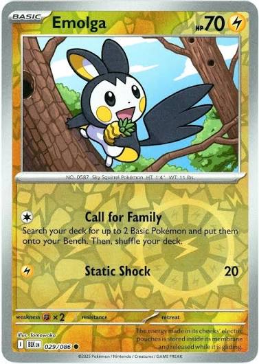 Pokemon Emolga #029 Reverse Holo kaart uit de Black Bolt set
