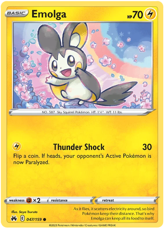 Pokémon Emolga common kaart nummer 047 uit de Crown Zenith set