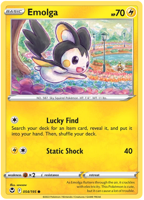 Pokémon Emolga common kaart #054 uit de Silver Tempest set