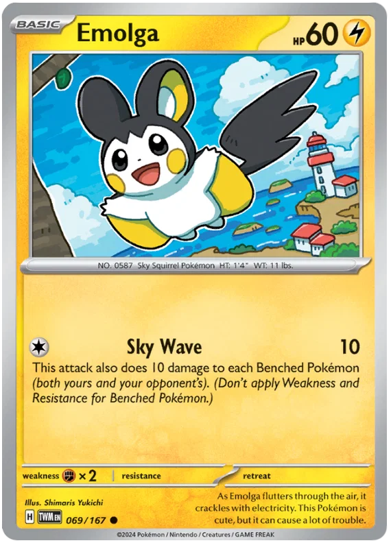 Emolga #069 common Pokémon kaart uit de Twilight Masquerade set