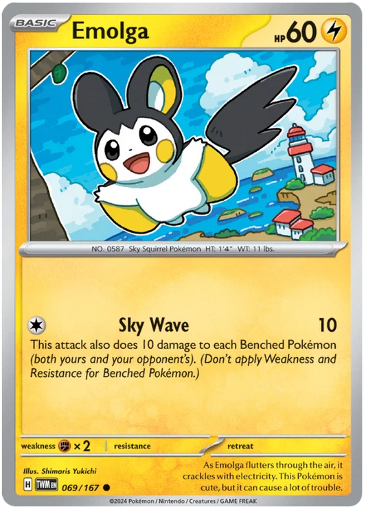 Emolga #069 common Pokémon kaart uit de Twilight Masquerade set