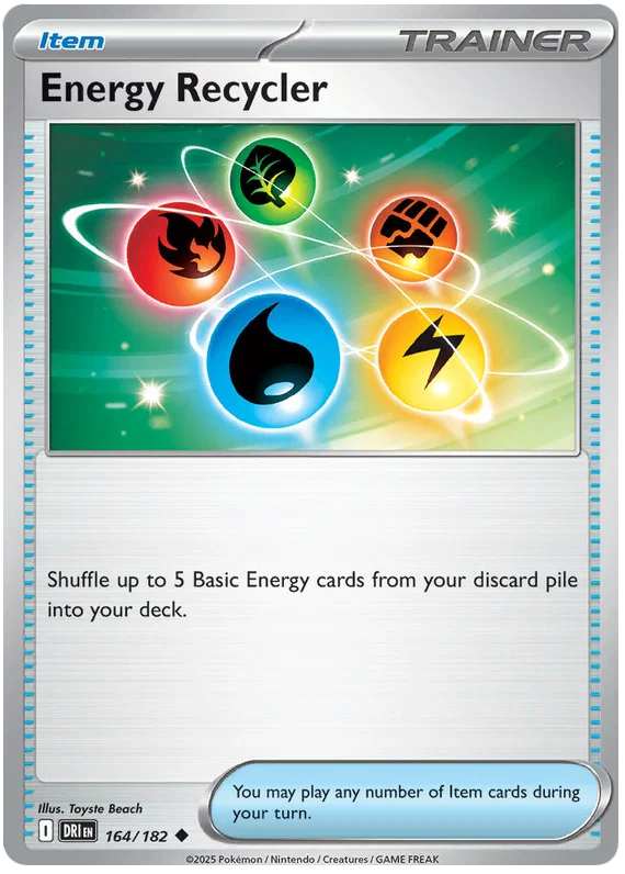 Energy Recycler trainerkaart #164 uit de Pokémon Destined Rivals set