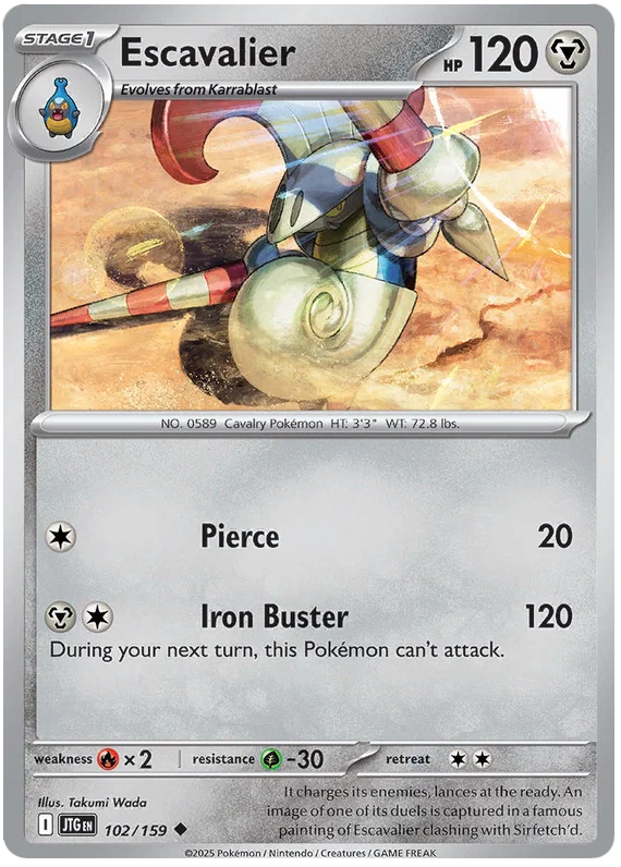 Pokémon Escavalier common kaart #102 uit de Journey Together set