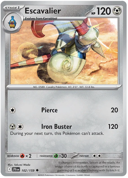 Pokémon Escavalier common kaart #102 uit de Journey Together set