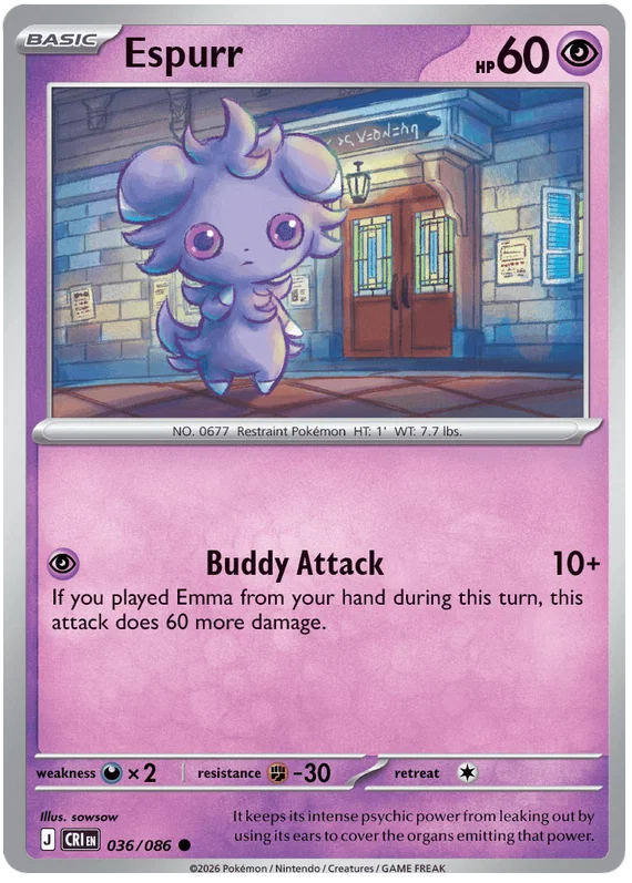 Espurr common Pokémon kaart nummer 036 uit de set Chaos Rising