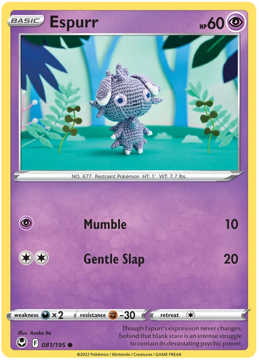 Espurr common Pokémon kaart #081 uit de Silver Tempest set