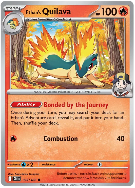 Pokémon Ethan's Quilava common kaart nummer 033 uit Destined Rivals set