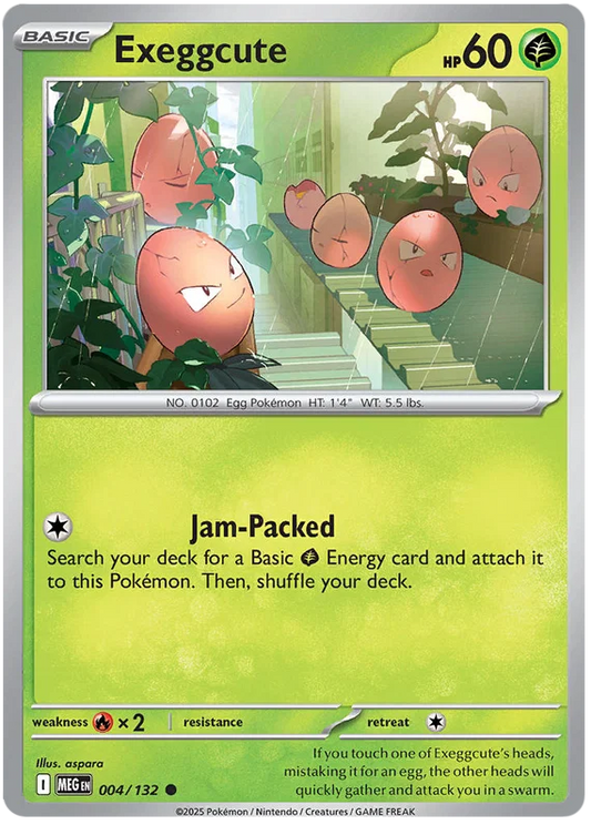 Pokémon Exeggcute common kaart nummer 004 uit de Mega Evolution set