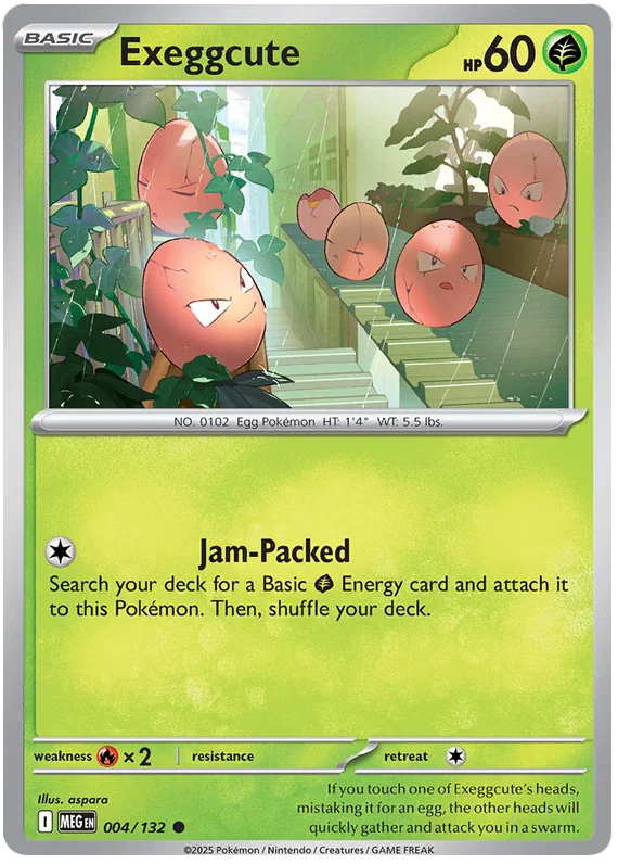 Pokémon Exeggcute common kaart nummer 004 uit de Mega Evolution set