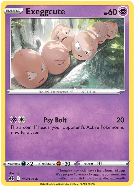 Pokemon Exeggcute common kaart nummer 057 uit de Crown Zenith set