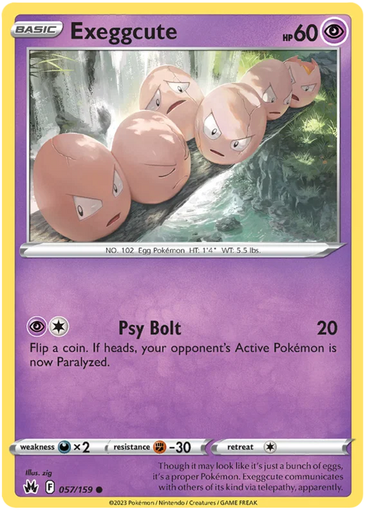 Pokemon Exeggcute common kaart nummer 057 uit de Crown Zenith set
