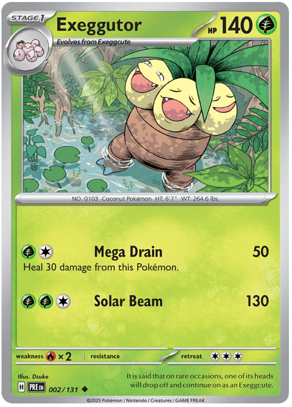 Pokémon Exeggutor #002 common kaart uit de Prismatic Evolutions set