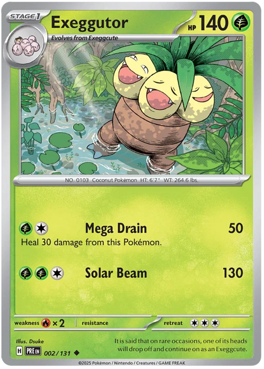 Pokémon Exeggutor #002 common kaart uit de Prismatic Evolutions set