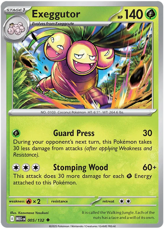 Exeggutor #005 common Pokémon kaart uit de Mega Evolution set