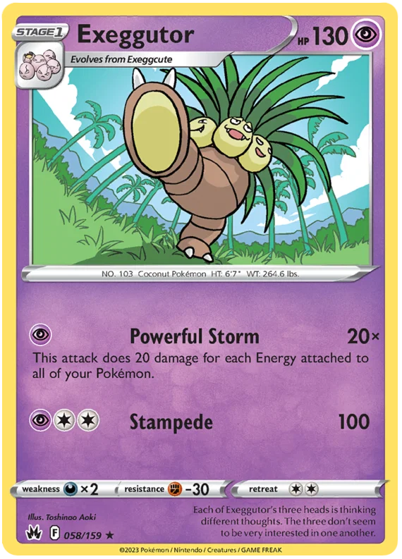 Pokémon Exeggutor #058 common kaart uit de Crown Zenith set
