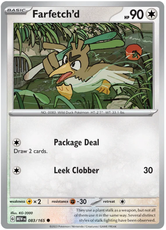 Pokémon Farfetch'd common kaart nummer 083 uit de 151 set