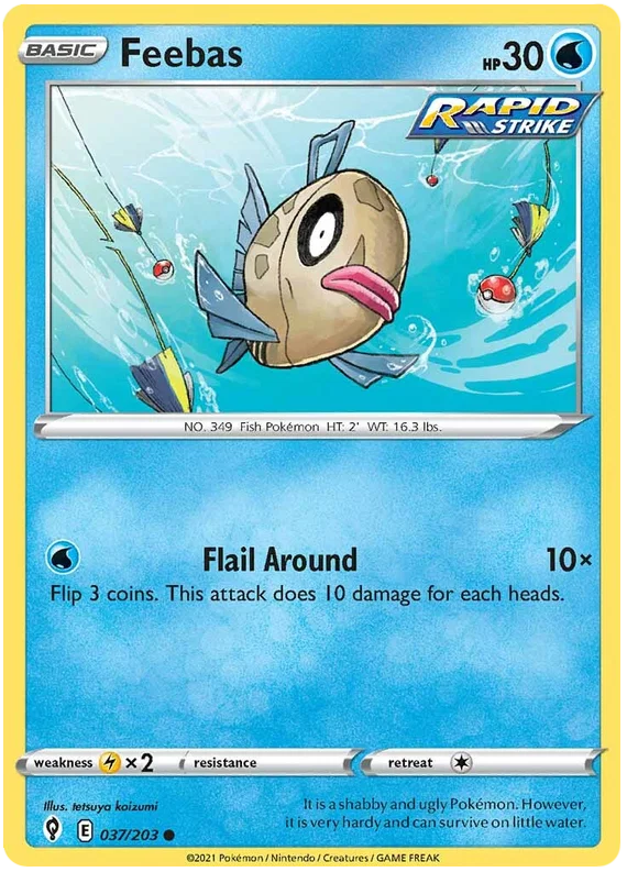 Feebas 037/203 common Pokémon kaart uit de Evolving Skies set