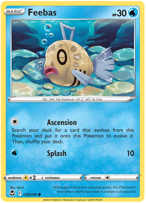 Feebas common kaart #039 uit de Pokémon Silver Tempest set