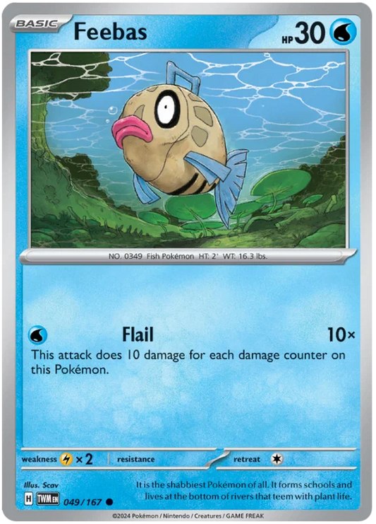 Feebas common Pokémon kaart #049 uit de Twilight Masquerade set